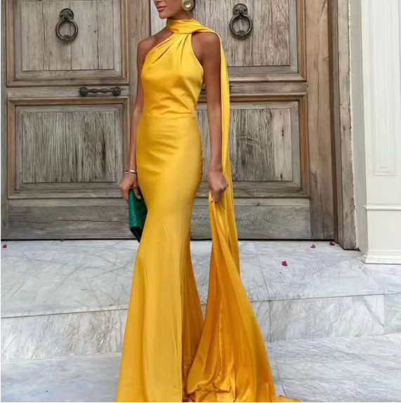 Elegant Women’s Silk Satin Maxi Dress